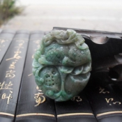 純天然天藍獨玉事事如意花件