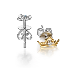 迪士尼公主系列十字架王冠白色18K金钻石耳环