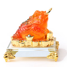 精品仿琥珀仿玉七星金蟾擺件★招財化煞辟邪除小人旺事業學業★居家辦公禮送精品風水擺件