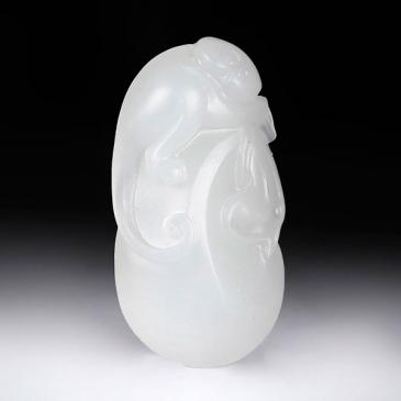 老山御道作品新疆天然和田玉白玉掛件代代封侯專柜正品附帶證書收藏