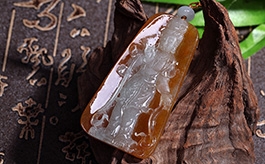 天然翡翠掛件--老坑冰糯種黃翡俏色浮雕晶瑩細潤觀音