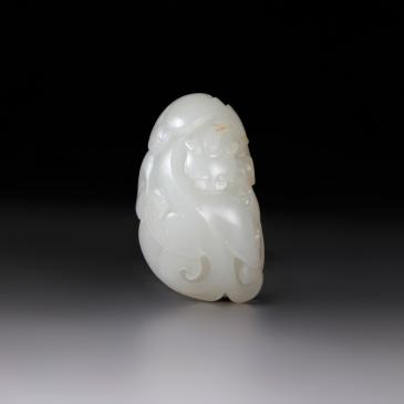吳照龍作品新疆和田玉白玉籽料掛件赤龍玉雕大師收藏