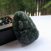 天然新疆和田青玉大版本命佛阿彌陀佛掛件