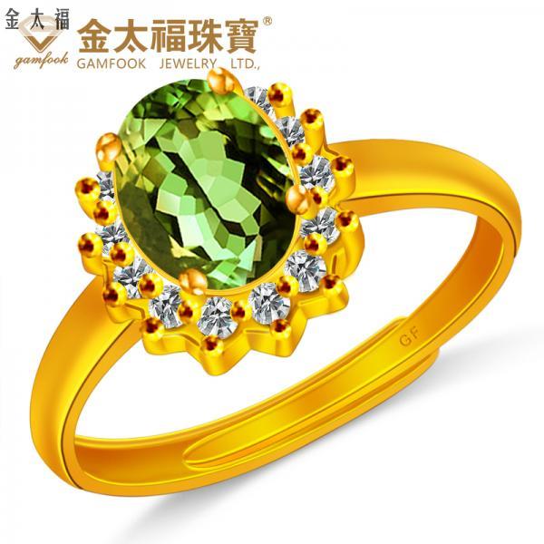 999足金戒指足金橄欖石戒指黃金結婚戒指綠寶