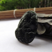 天然黑岫玉本命佛普賢菩薩掛件