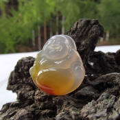 純天然冰種玉髓俏色玉佛吊墜