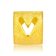 光沙字母V黃金足金吊墜轉運珠