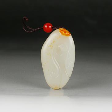 吳照龍作品新疆天然和田玉羊脂白玉籽料掛件玫瑰玉雕大師收藏