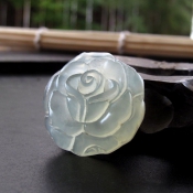 天然岫玉富貴花開吉祥吊墜/玉石花朵掛件/玉蘭花玫瑰牡丹花件/玉緣軒正品
