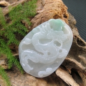 純天然緬甸翡翠A貨騰龍玉佩掛件