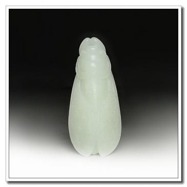 和田羊脂白玉把件蟬