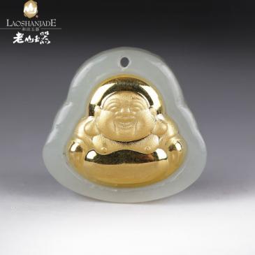 新疆和田玉金鑲玉掛件佛2.3g(一口價)
