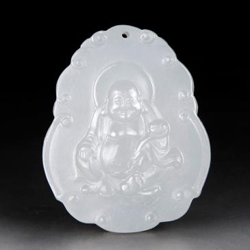 新疆和田玉白玉玉牌佛專柜正品附帶證書