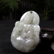 精美透水白獨玉吉祥觀音玉佩/南陽玉觀世音菩薩項墜/獨山玉觀音掛件/玉緣軒正品
