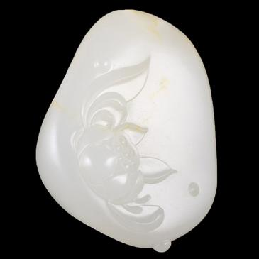 汪恒作品新疆天然和田玉籽料掛件荷花玉雕大師收藏