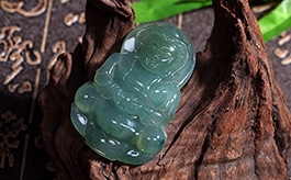 天然翡翠掛件--老坑冰種油青綠均色質細亮澤精雕慈和大度觀音
