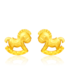 【網(wǎng)店尊享款】馬年生肖歡樂(lè)馬黃金足金耳環(huán)