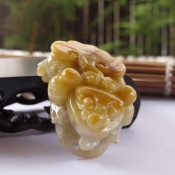 緬甸翡翠A貨翡色如意貔貅掛件/翡翠玉石黃玉貔貅/招財辟邪玉貔貅項墜/玉緣軒正品