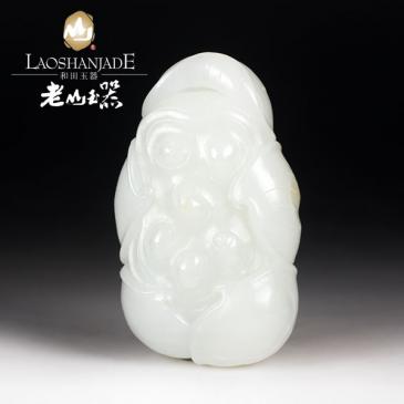 張振興作品和田玉籽料手把件蓮大師作品