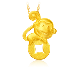 猴嗨森黄金足金吊坠