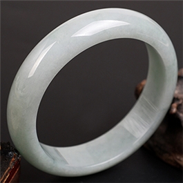 天然翡翠手鐲--老坑糯種清雅淺綠扁口圓鐲57