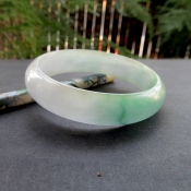 湖光翠羽&清瑩通透新坑翡翠淺青色飄花玉手鐲/翡翠玉石鐲子/綠翠玉手鐲/玉緣軒正品