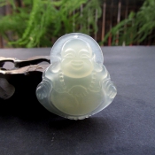 精美純天然岫玉冰底玉佛吊墜