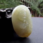 精品和田玉俏色如意笑佛把玩件