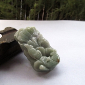 緬甸翡翠A貨鯉魚荷葉蓮年有魚吉祥掛件