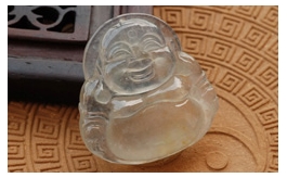 天然翡翠掛件--金日福云老坑玻璃種飄黃翡極品笑彌勒