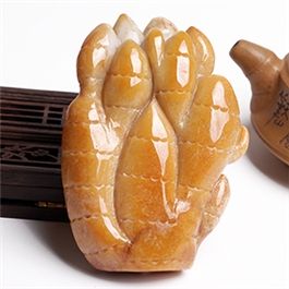 天然翡翠手玩擺件--老坑糯種黃翡大氣厚實(shí)立體精雕長(zhǎng)壽無(wú)疆