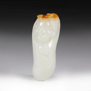 新疆天然和田玉白玉籽料掛件如意佛10.60g專柜正品附帶證書(一口價)