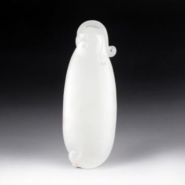 陳紅湖作品新疆天然和田玉白玉籽料掛件平安如意27.06g玉雕大師收藏