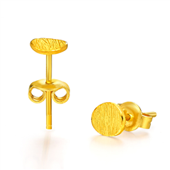 Charming-gold拉絲簡約足金耳釘