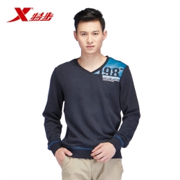 特步專柜同款男V領(lǐng)衛(wèi)衣秋冬必備打底保暖時(shí)尚休閑男外套987329050548