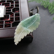 透水天然南陽玉獨玉天藍玉葉子吊墜