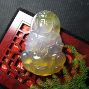 純天然冰彩玉髓觀音掛件