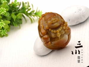 天然A貨黃翡歡喜佛公吊墜