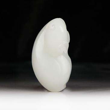 劉衛(wèi)東作品新疆天然和田玉羊脂玉掛件花卉玉雕大師收藏