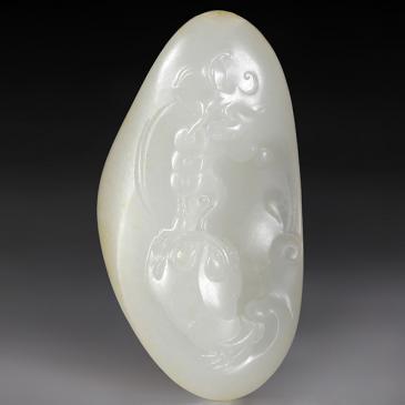龔克勤作品新疆天然和田玉羊脂玉白玉籽料掛件金蟾玉雕大師收藏