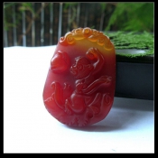 純天然紅玉髓十二生肖猴掛件