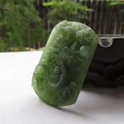 天然和田玉碧玉大氣騰龍玉佩/玉石龍牌掛件/龍圖案玉牌項(xiàng)墜/玉緣軒正品