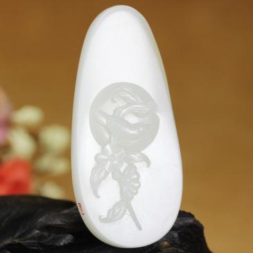 老山玉器葉清大師新疆和田玉羊脂白玉掛件喜上眉梢精雕吊墜