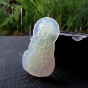 精美純天然冰底黃玉髓大觀音掛件
