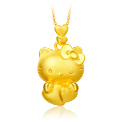HelloKitty心形花節黃金足金吊墜