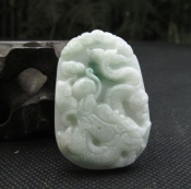 精美翡翠A貨飄花騰龍戲珠玉佩/緬甸翡翠玉龍牌掛件項墜/開光轉運護身辟邪吉祥物/玉緣軒正品