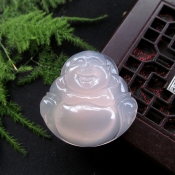 純天然原色紫玉髓笑佛掛件