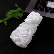 純天然緬甸a貨翡翠玉龍騰如意吉祥掛件