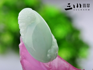 特價糯種豆綠天然A貨翡翠瑞獸吊墜