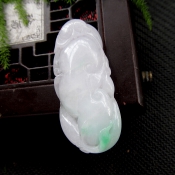 純天然緬甸a貨飄綠翡翠玉吉祥如意掛件吊墜
